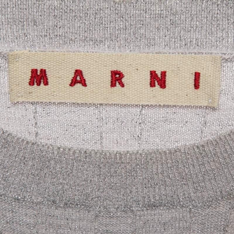 Marni Silver - Top a collo alto in maglia lurex - M. I. In condizioni buone in vendita a Dubai, Al Qouz 2