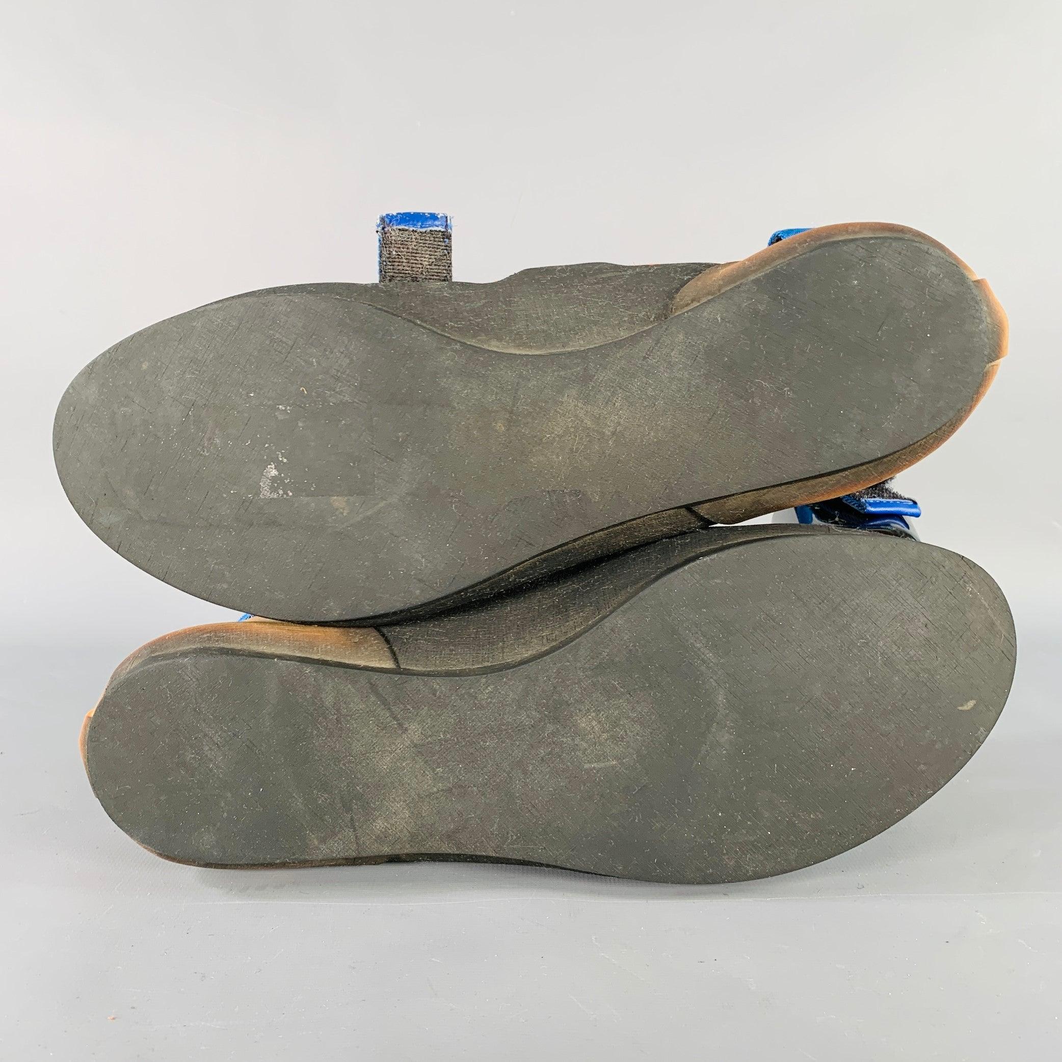 MARNI Größe 10 Schwarz Blau Orange Farbe Block Acetat Knöchelriemen Haken Schleife Sneakers im Angebot 2