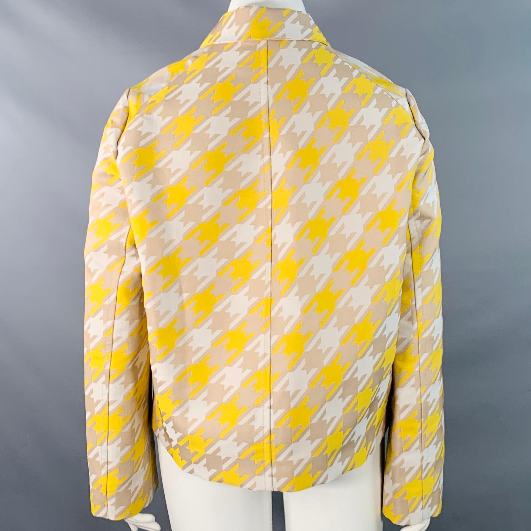 Marni taglia 10 Giallo Beige Poliestere pied de poule con bottoni nascosti Giacca Blazer In condizioni buone in vendita a San Francisco, CA