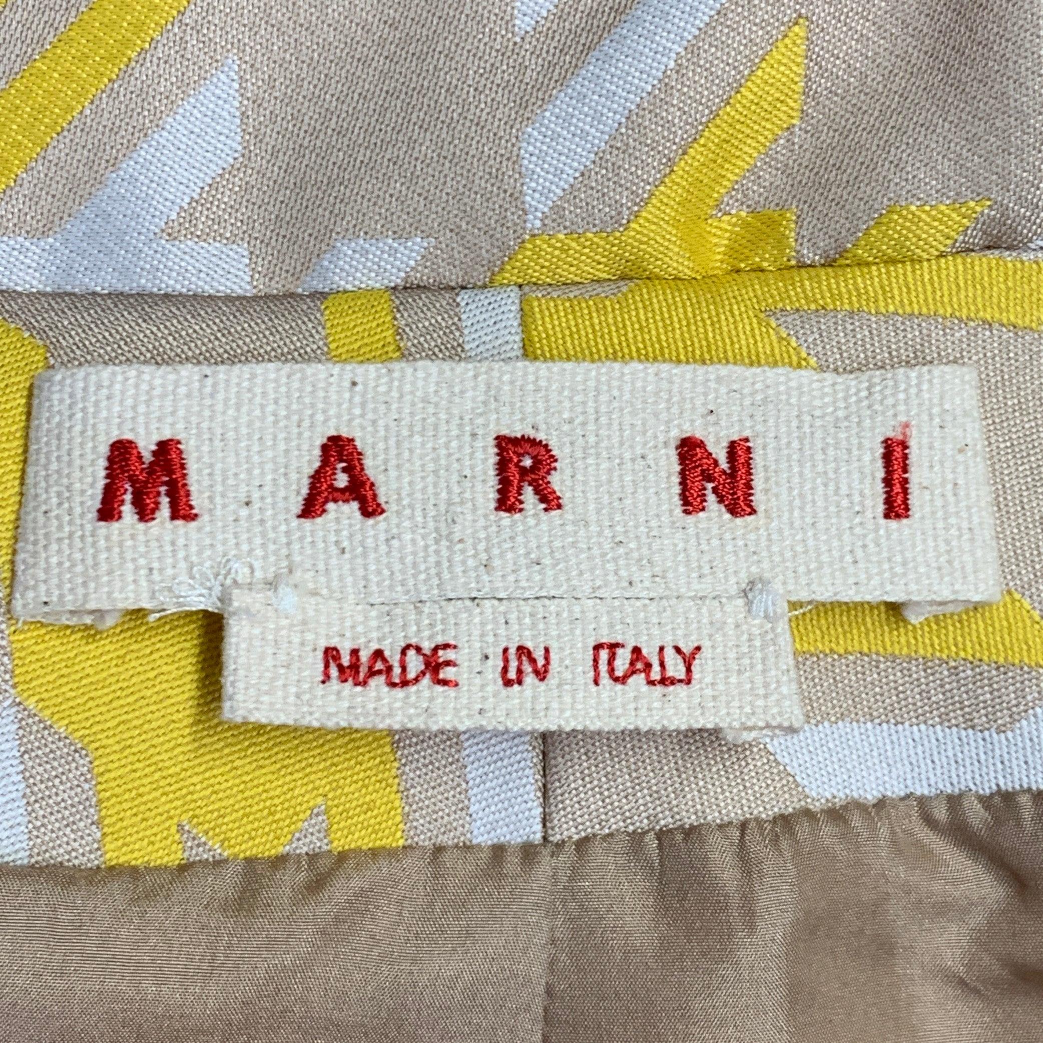 Marni taglia 10 Giallo Beige Poliestere pied de poule con bottoni nascosti Giacca Blazer in vendita 1