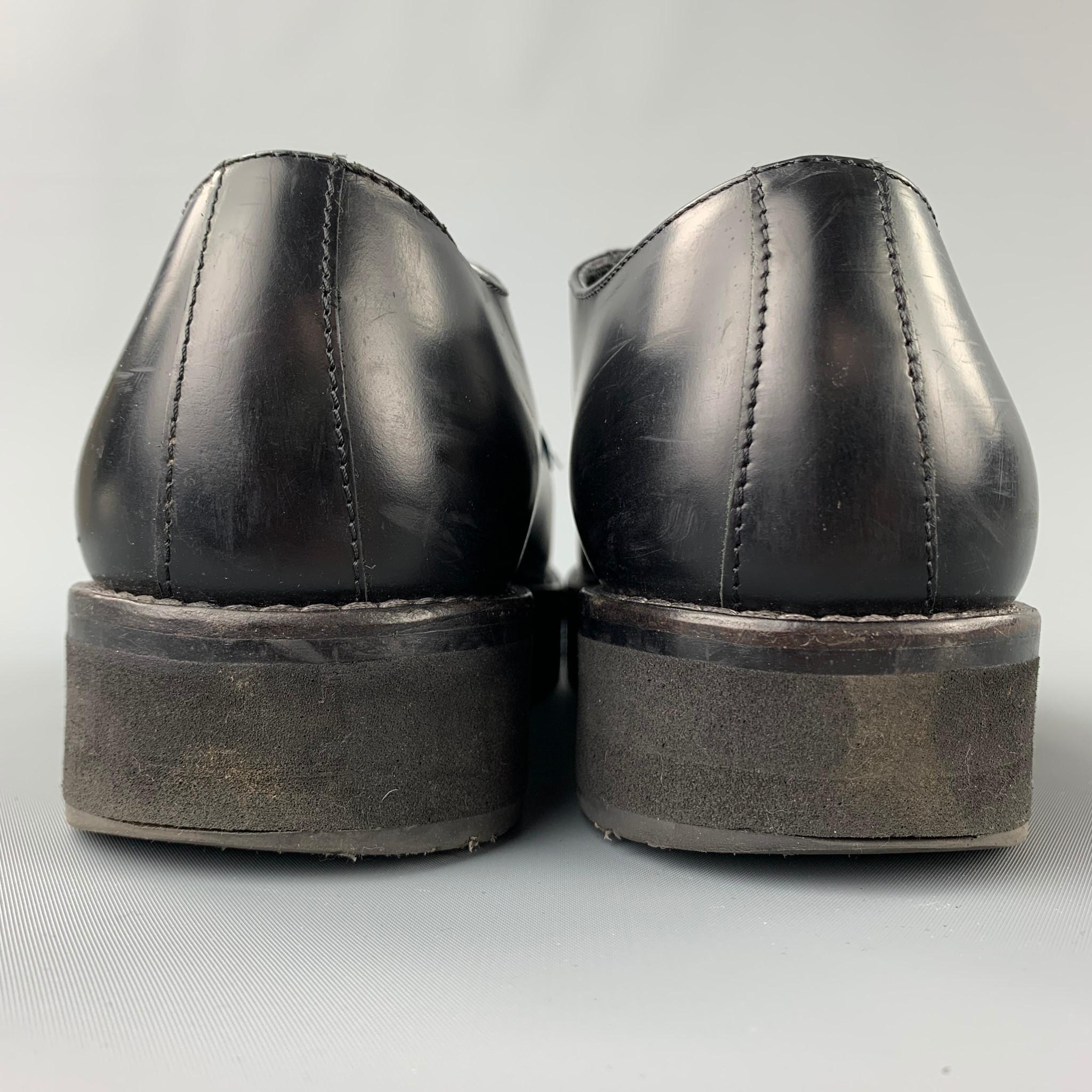 Men's MARNI Size 11 Black Leather Cap Toe Lace Up Shoes