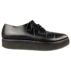 MARNI Size 11 Black Leather Cap Toe Lace Up Shoes