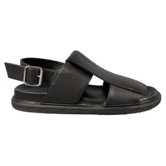 MARNI Size 11 Black Leather Eyelash Sandals