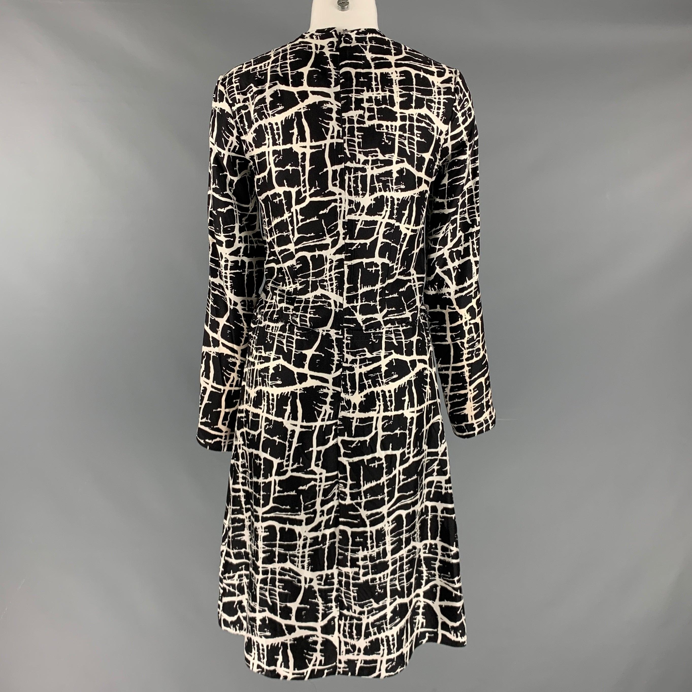 MARNI Size 2 Black Heather Silk Print Long Dress In Excellent Condition For Sale In San Francisco, CA