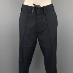 MARNI Size 2 Black Knitted Patch Virgin Wool Skinny Casual Pants