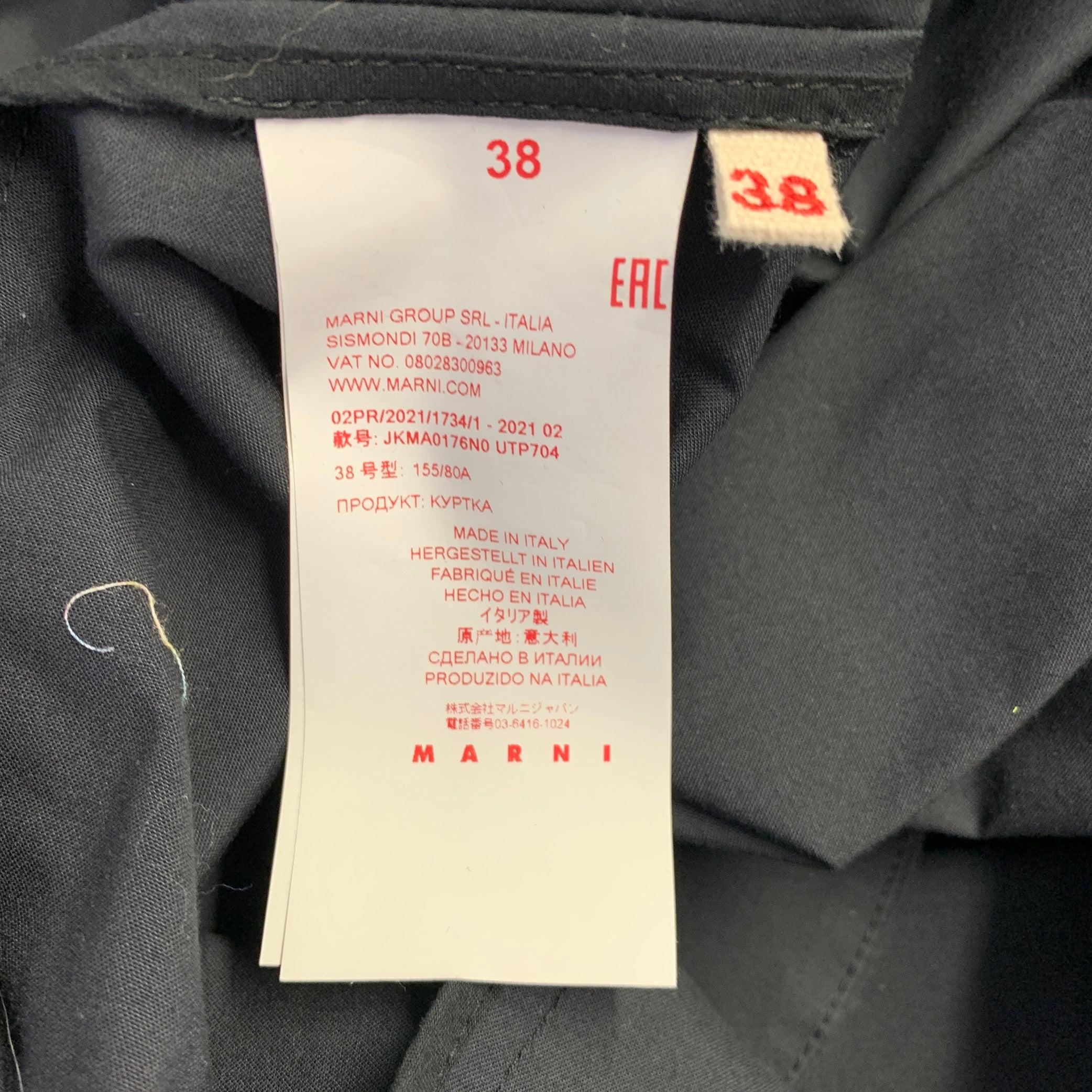 MARNI Size 2 Black Polyester Blend Zip Up Jacket Blazer For Sale 2