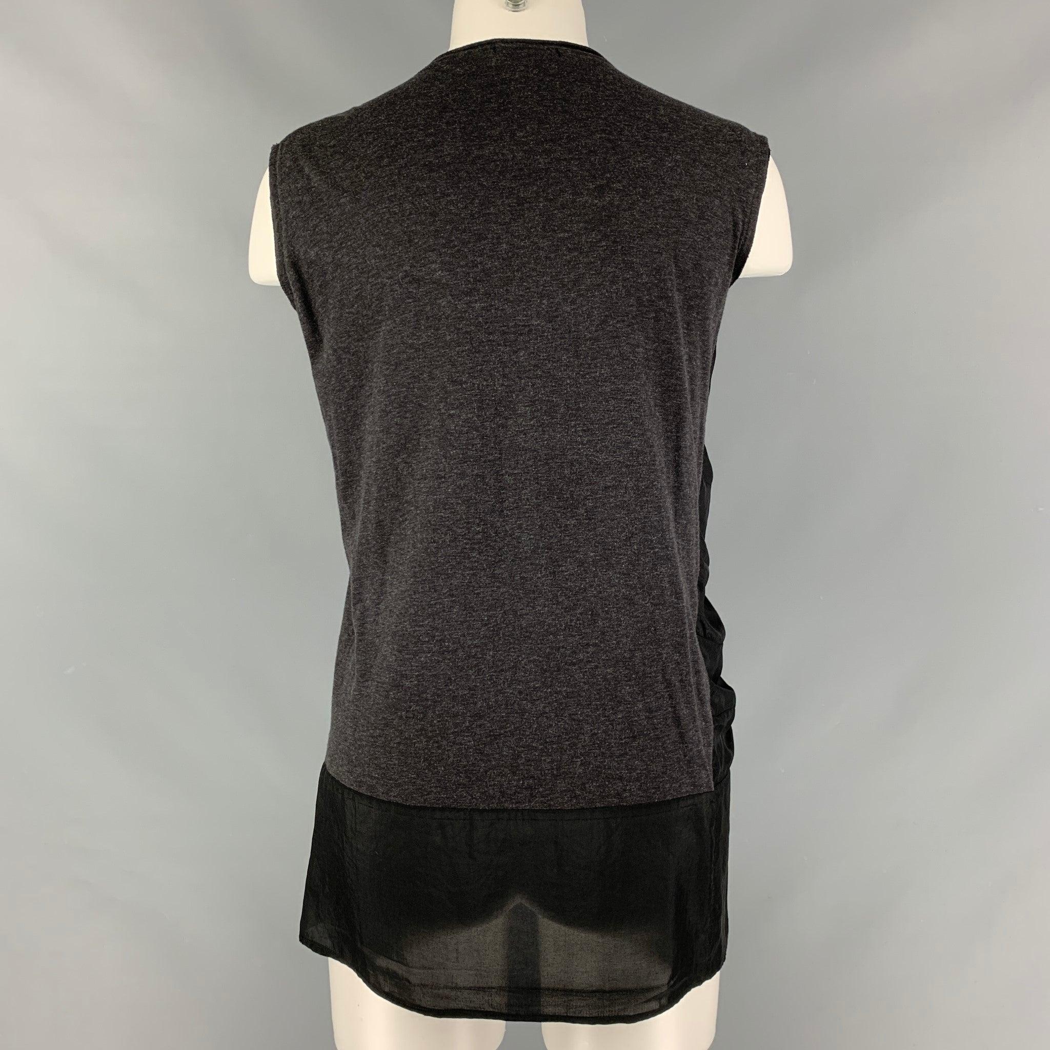 MARNI Size 2 Black Triacetate Ruffled Sleeveless Blouse In Good Condition For Sale In San Francisco, CA