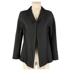 MARNI Size 2 Black Wrinkled Open Front Jacket