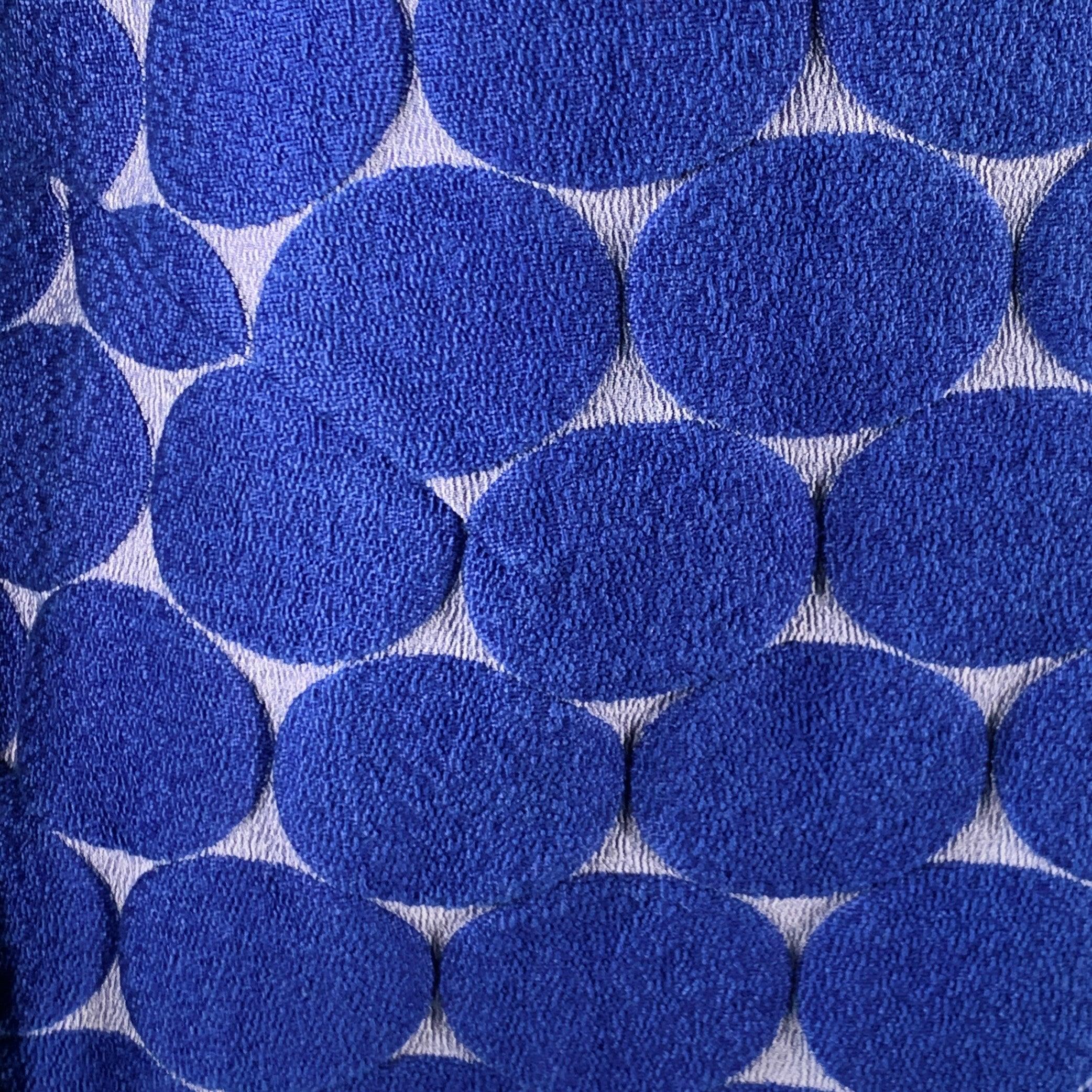 MARNI jacket in a blue and grey cotton blend jacquard featuring a collarless style, dots pattern, and zip up closure. Made in Italy.Excellent Pre-Owned Condition. 

Marked:   IT 38 

Measurements: 
 
Shoulder: 12.75 inches Bust: 33 inches Sleeve: 22