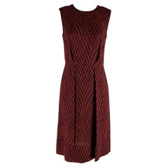 MARNI Size 2 Burgundy Black Viscose Rhombus Sleeveless Dress