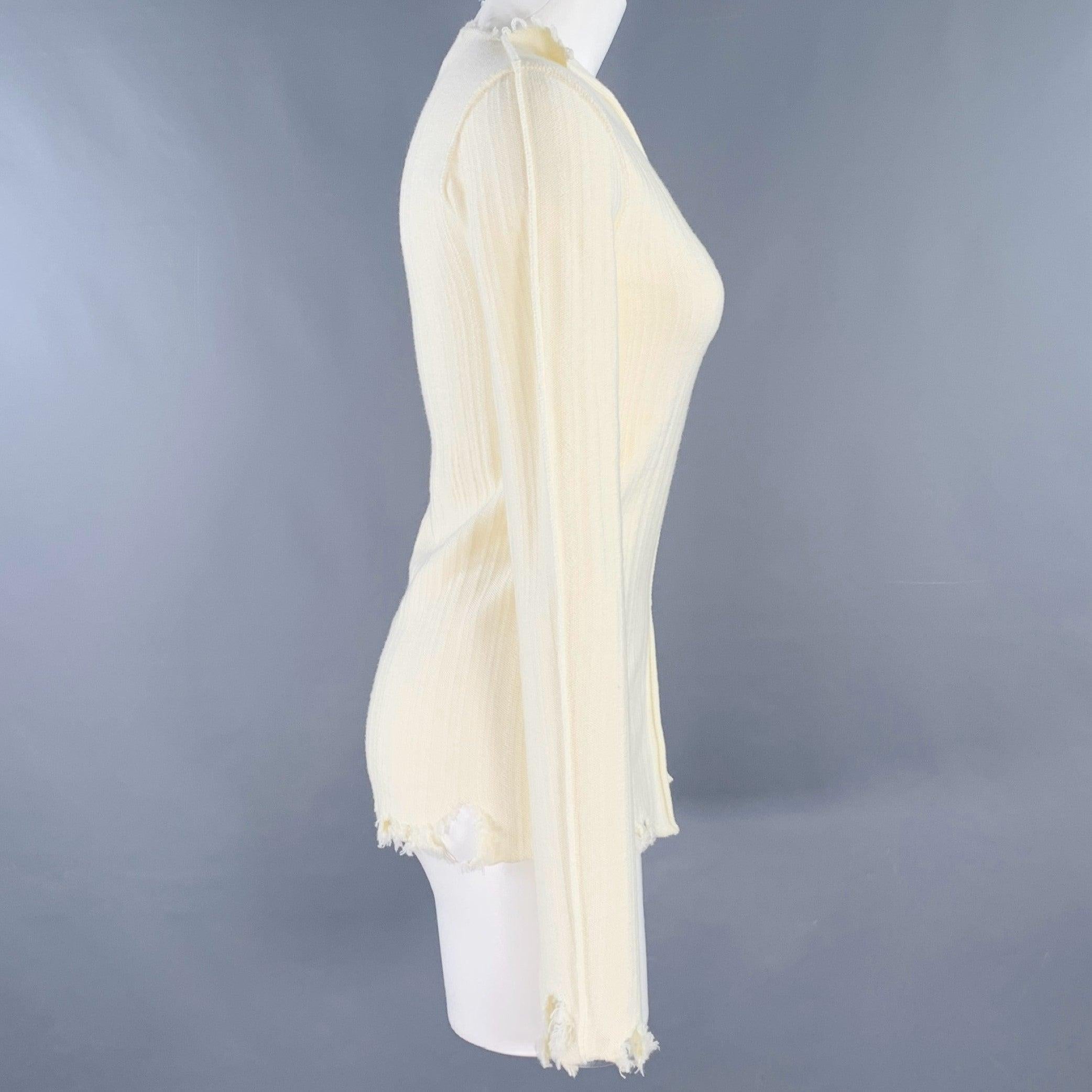 Beige MARNI Taglia 2 Crema in cotone e lana vergine, maglia a bordi grezzi Casual Top in vendita