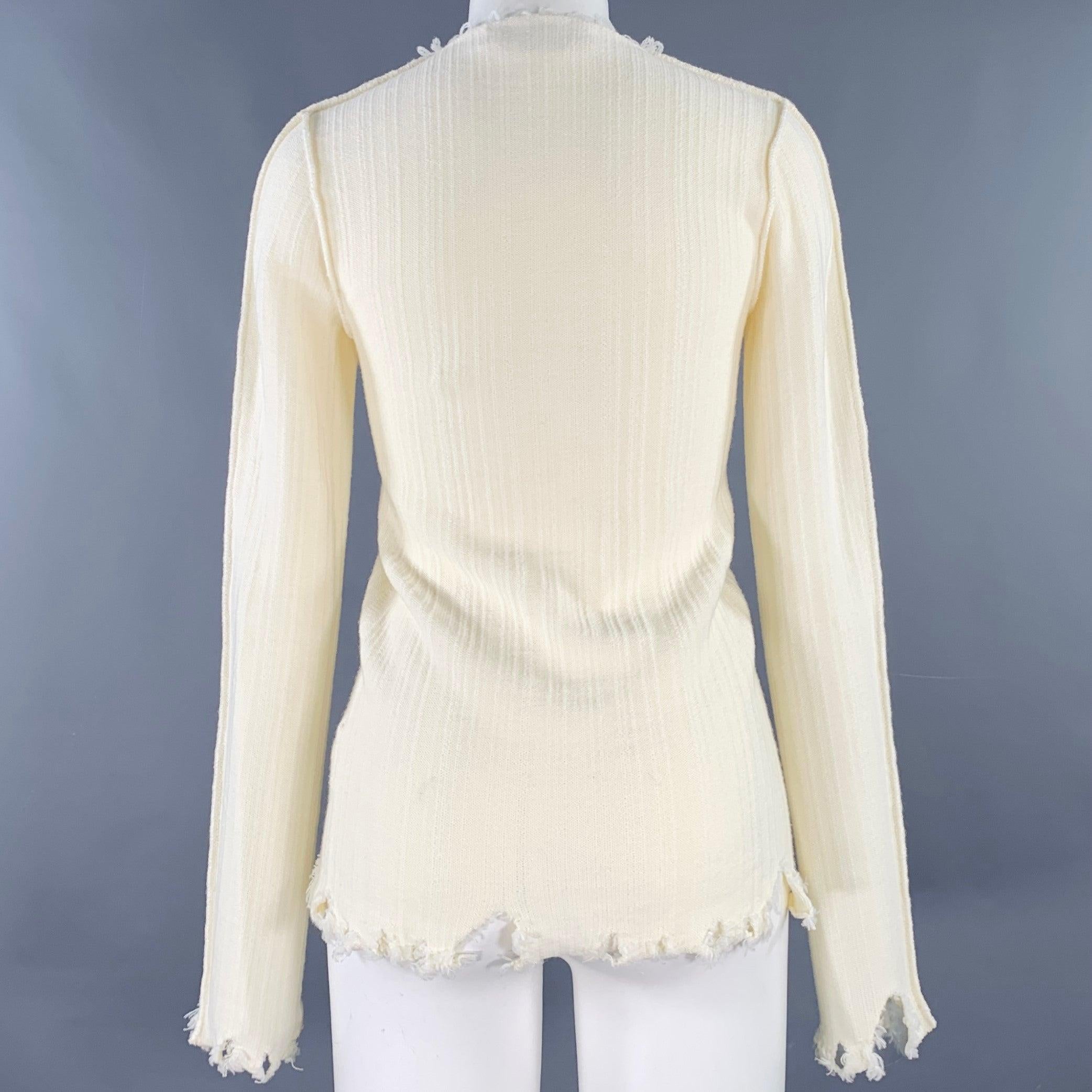 MARNI Taglia 2 Crema in cotone e lana vergine, maglia a bordi grezzi Casual Top In condizioni buone in vendita a San Francisco, CA