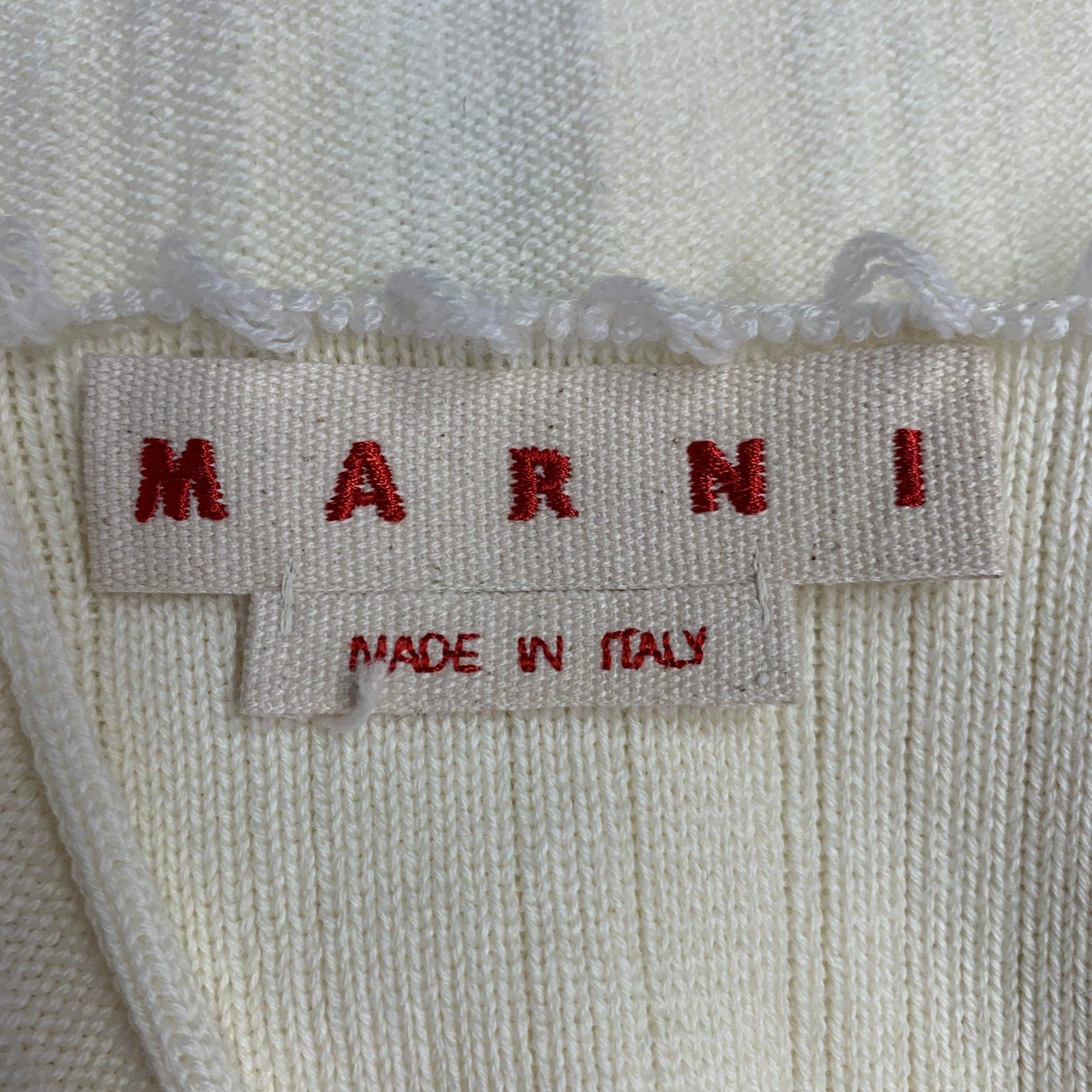 MARNI Taglia 2 Crema in cotone e lana vergine, maglia a bordi grezzi Casual Top in vendita 1