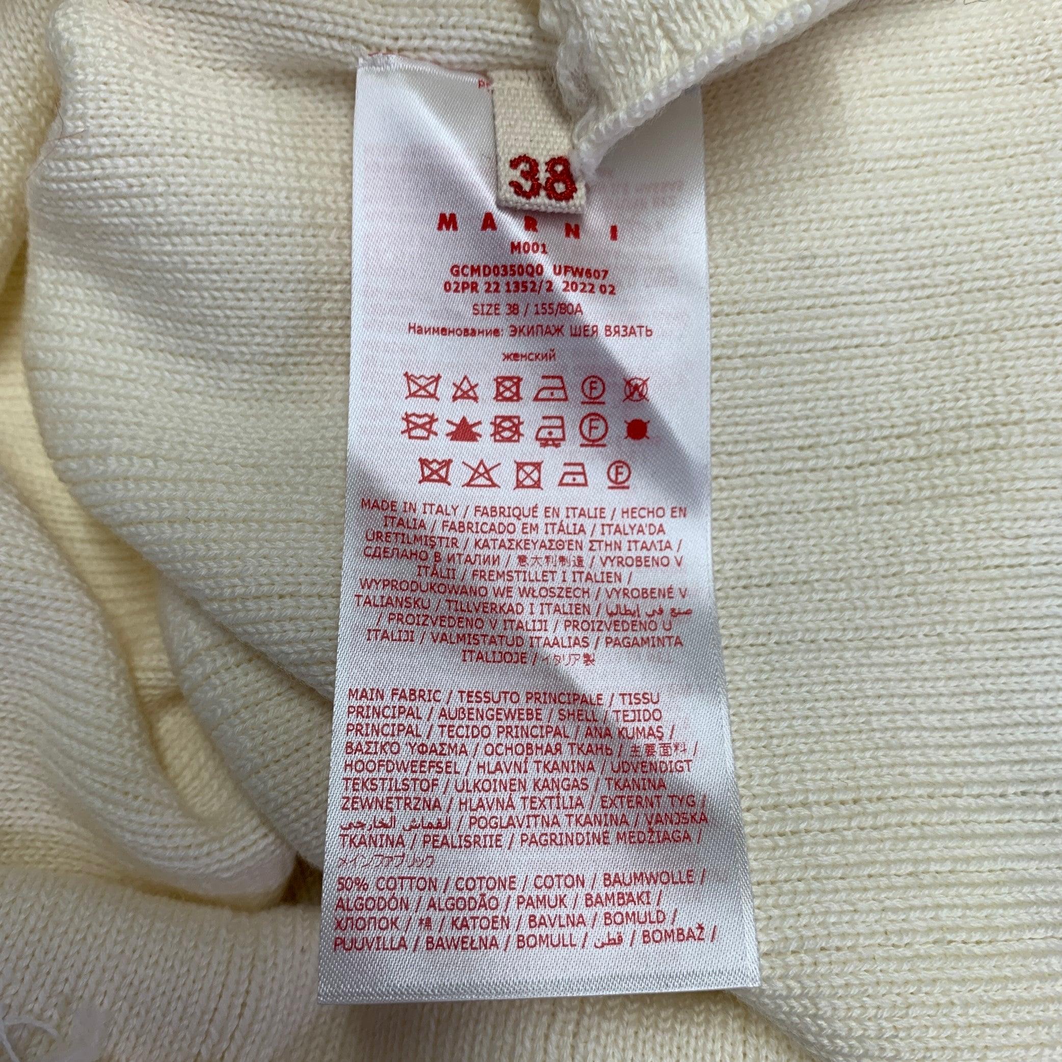 MARNI Taglia 2 Crema in cotone e lana vergine, maglia a bordi grezzi Casual Top in vendita 2