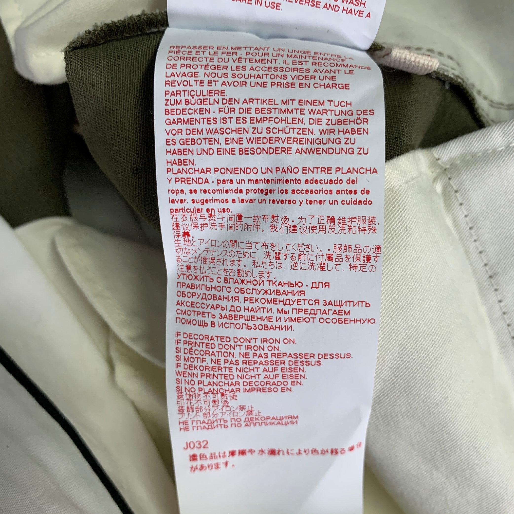 MARNI Taille 2 Pantalon décontracté en sergé de coton lin vert olive à devant plat en vente 1