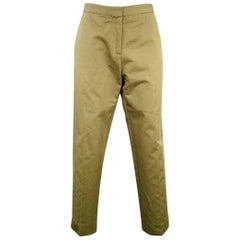 Marni Taglia 2 Pantaloni casual in cotone e lino Greene & Greene & Greene in twill con la parte anteriore piatta