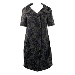 MARNI Size 2 Grey Navy Acrylic Blend Textured Short Sleeve Coat