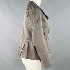 MARNI Size 2 Grey Polyester Techno Peplum Hidden Placket Jacket Blazer