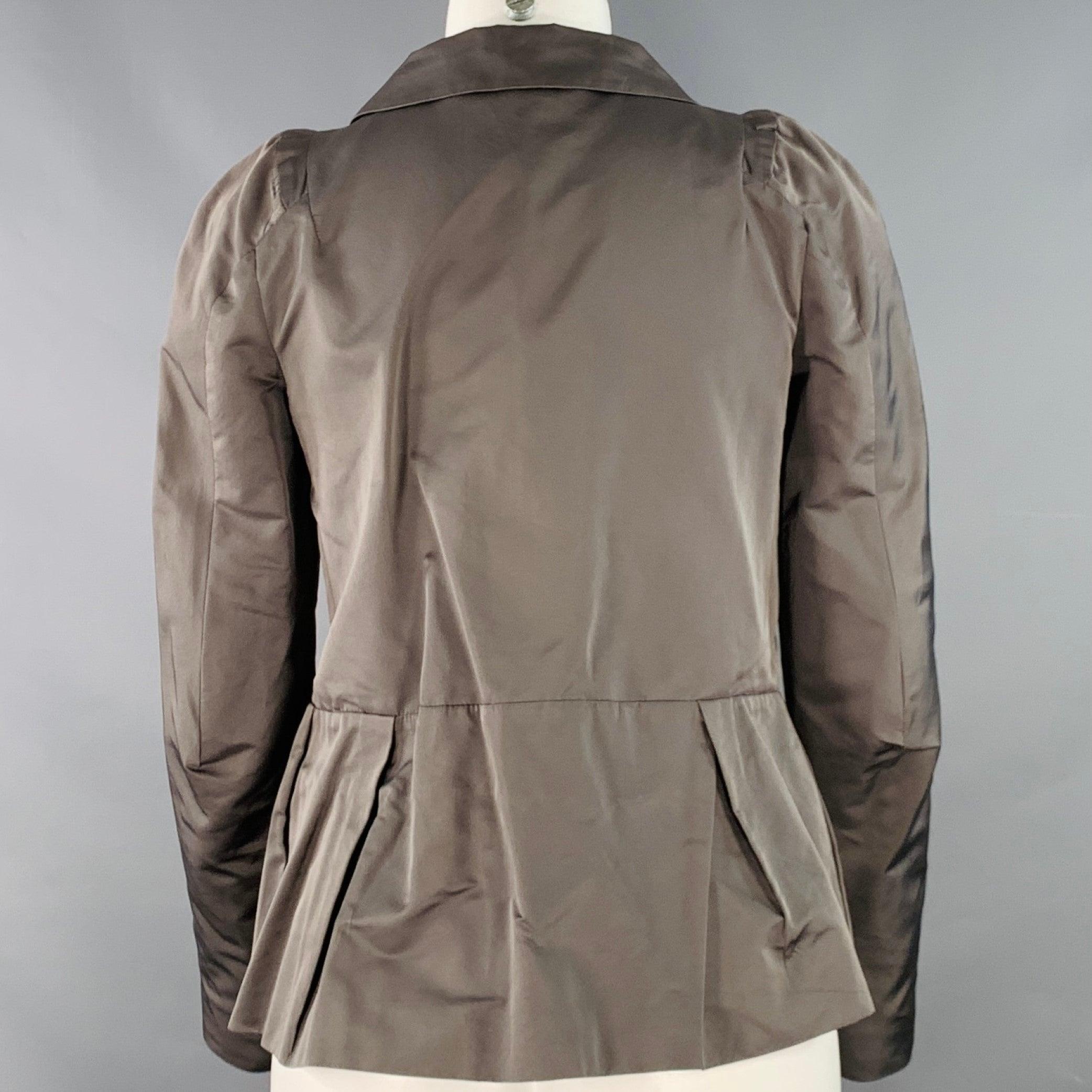MARNI Size 2 Grey Polyester Techno Peplum Hidden Placket Jacket Blazer In Excellent Condition For Sale In San Francisco, CA