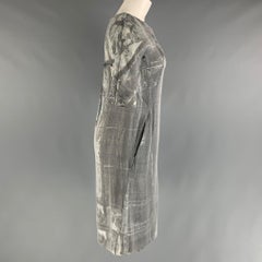 MARNI Size 2 Grey Silver Polyester Silk Marbled Short Sleeve Dress