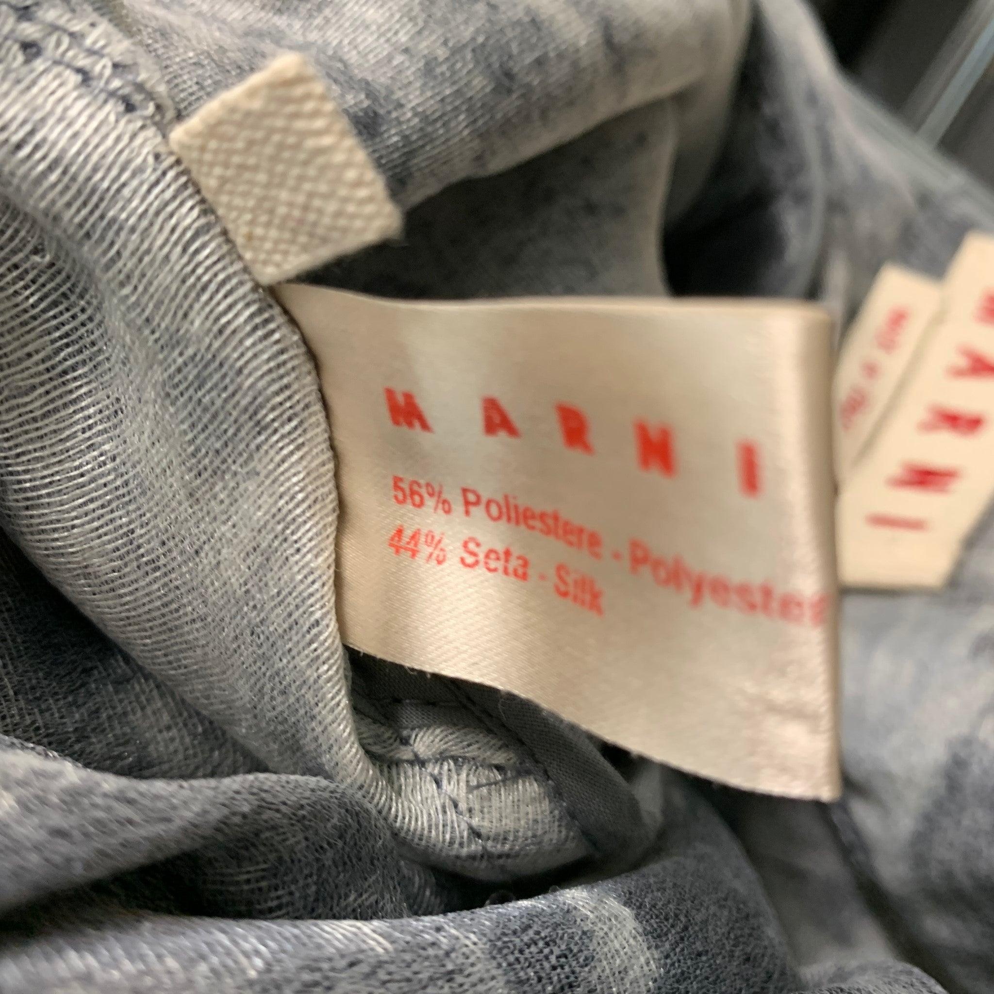 MARNI Talla 2 Gris Plata Poliéster Seda Jaspeado Vestido Manga Corta en venta 2