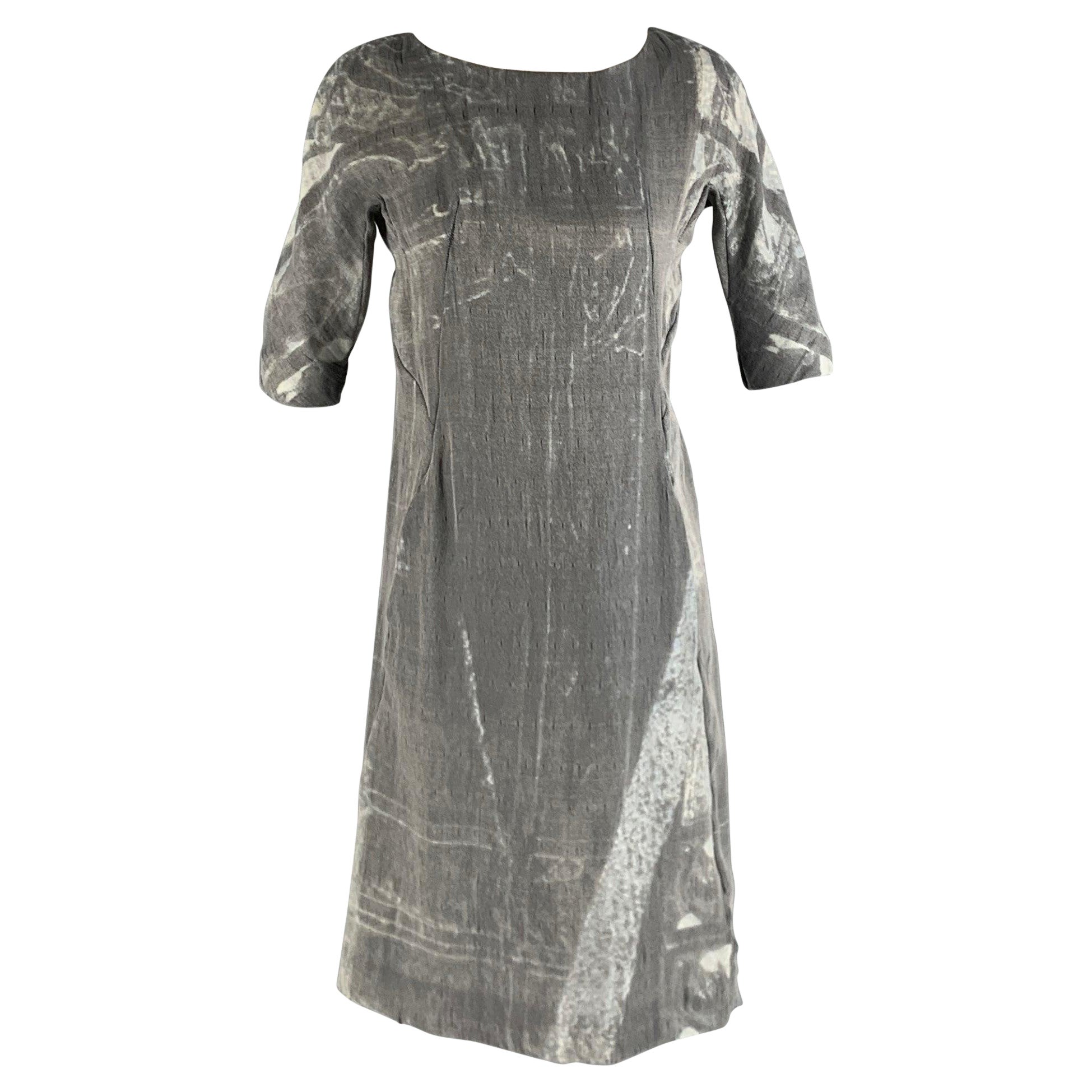 MARNI taille 2 gris argenté polyester soie marbrée à manches courtes