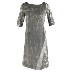 MARNI taille 2 gris argenté polyester soie marbrée à manches courtes