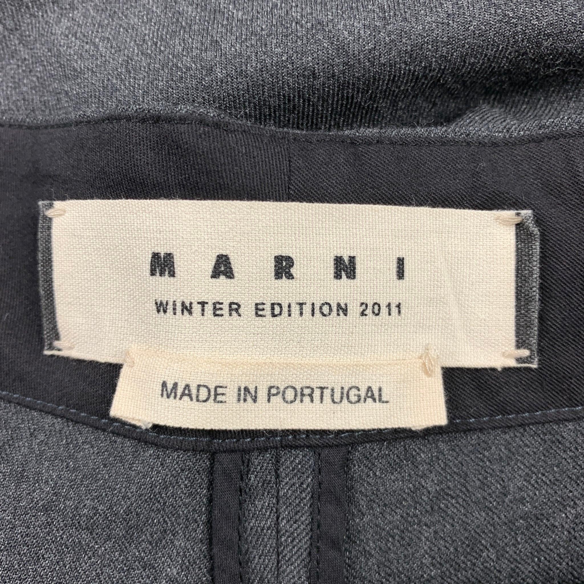 MARNI Size 2 Grey Virgin Wool Cropped Casual Pants For Sale 1