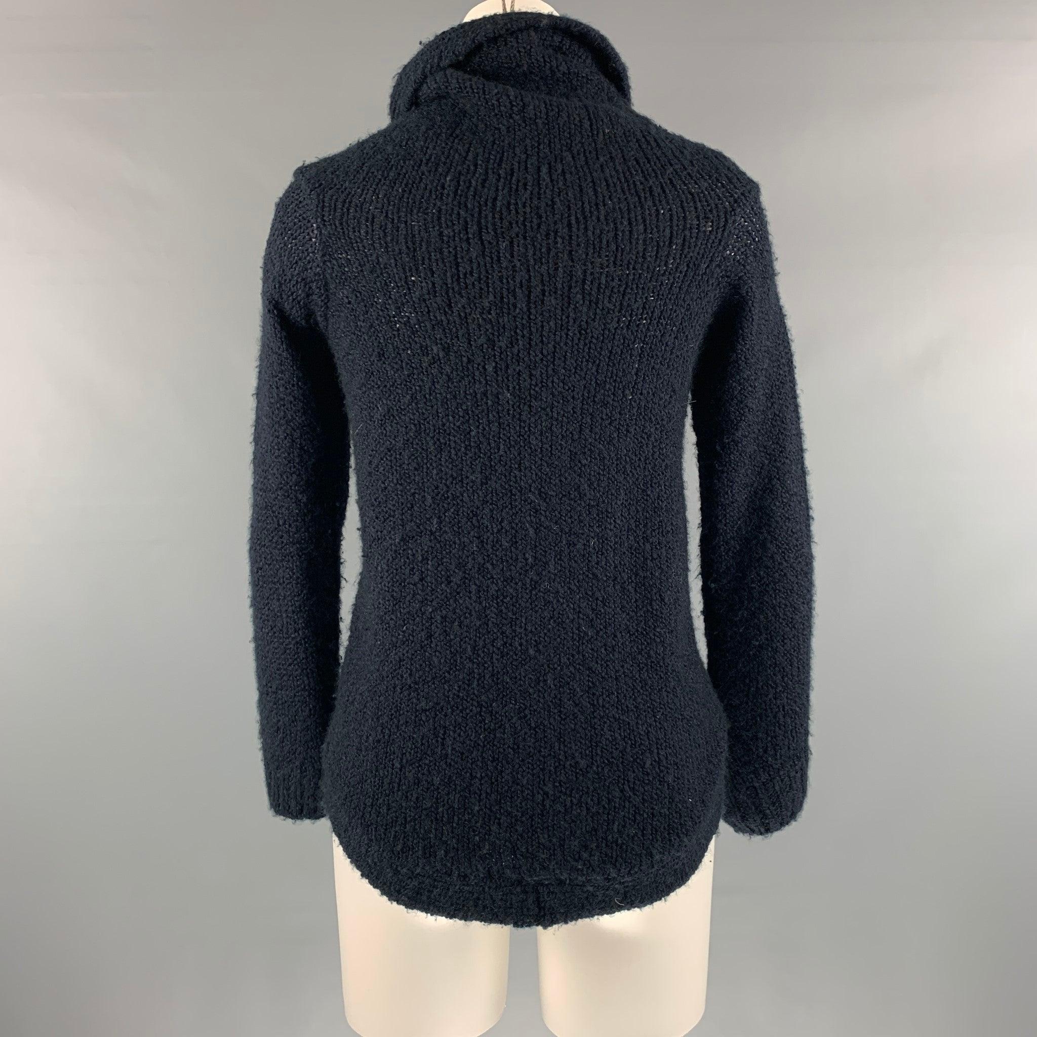 MARNI Size 2 Navy Asymmetrical Cardigan In Good Condition For Sale In San Francisco, CA