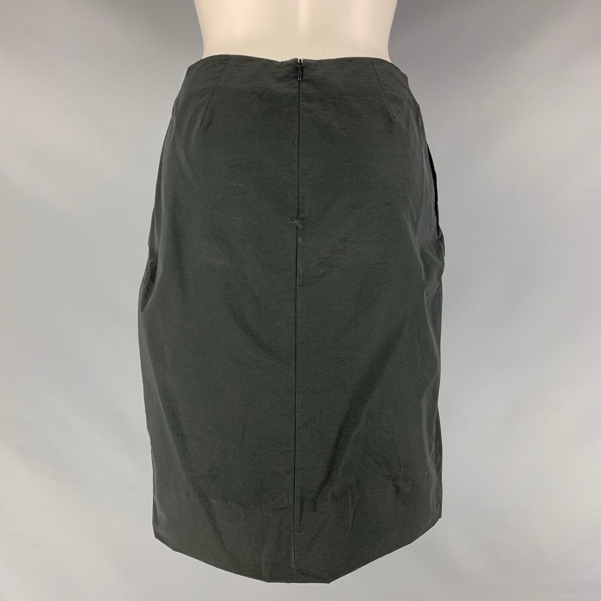 MARNI Size 2 Slate Cotton & Nylon Abstract Pencil Skirt In Excellent Condition For Sale In San Francisco, CA