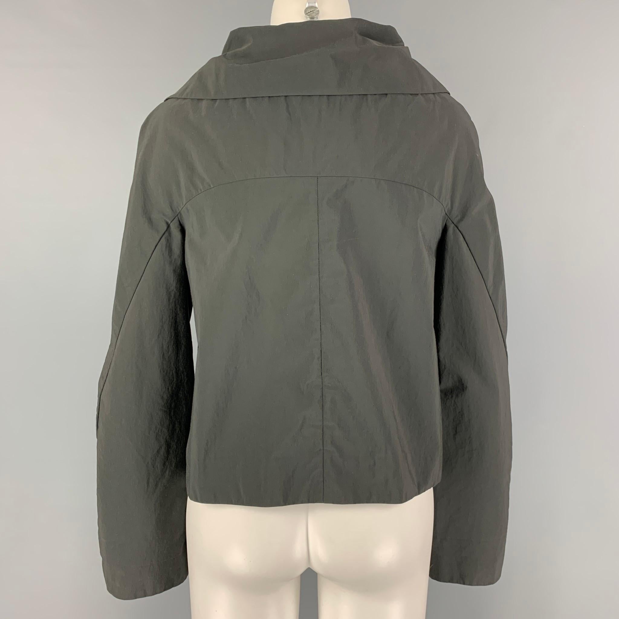 MARNI Size 2 Slate Cotton Nylon Hidden Snaps Cropped Jacket In Good Condition In San Francisco, CA