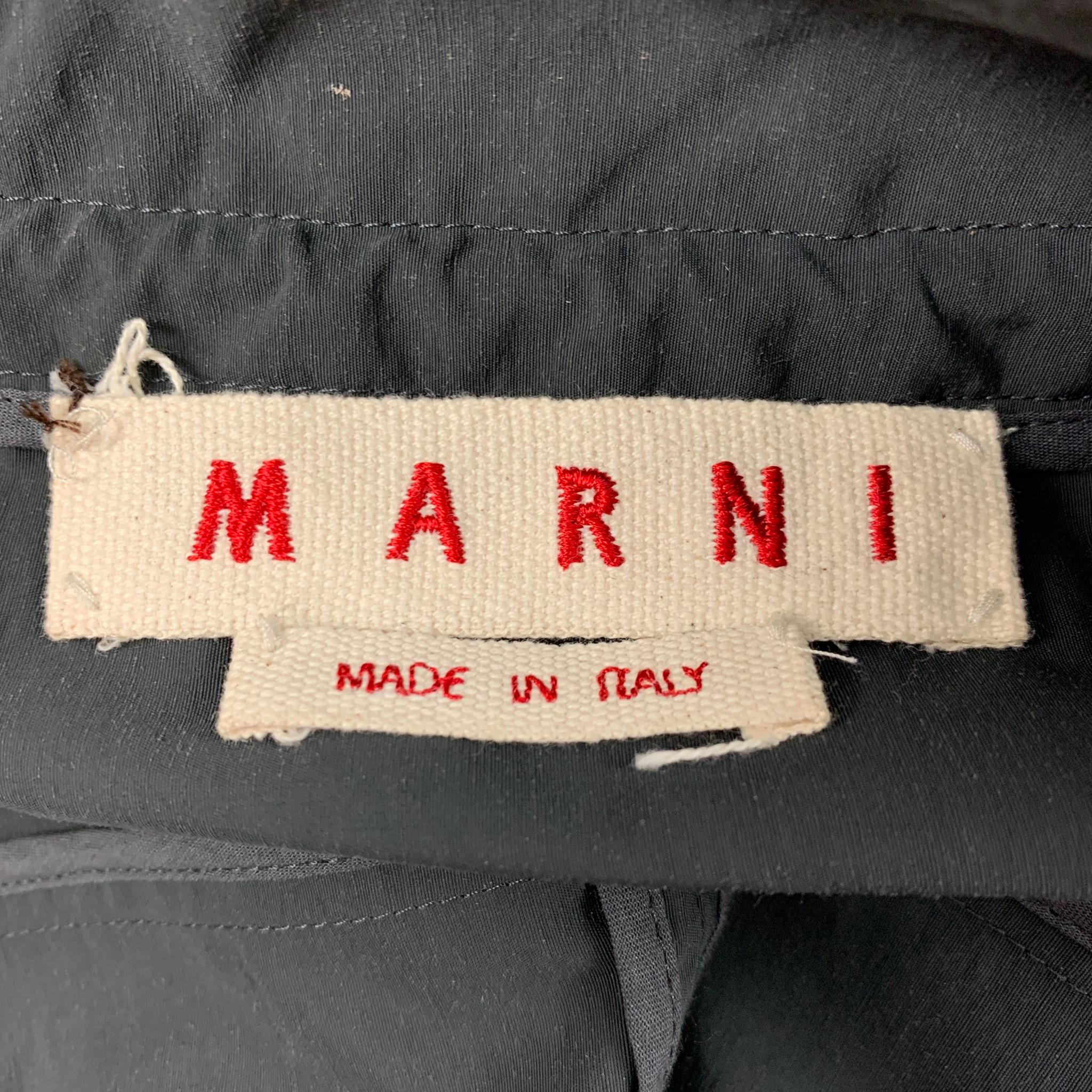 MARNI Size 2 Slate Cotton Nylon Hidden Snaps Cropped Jacket 1