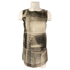 MARNI Size 2 Taupe Silver Silk & Linen Textured Sleeveless Dress Top