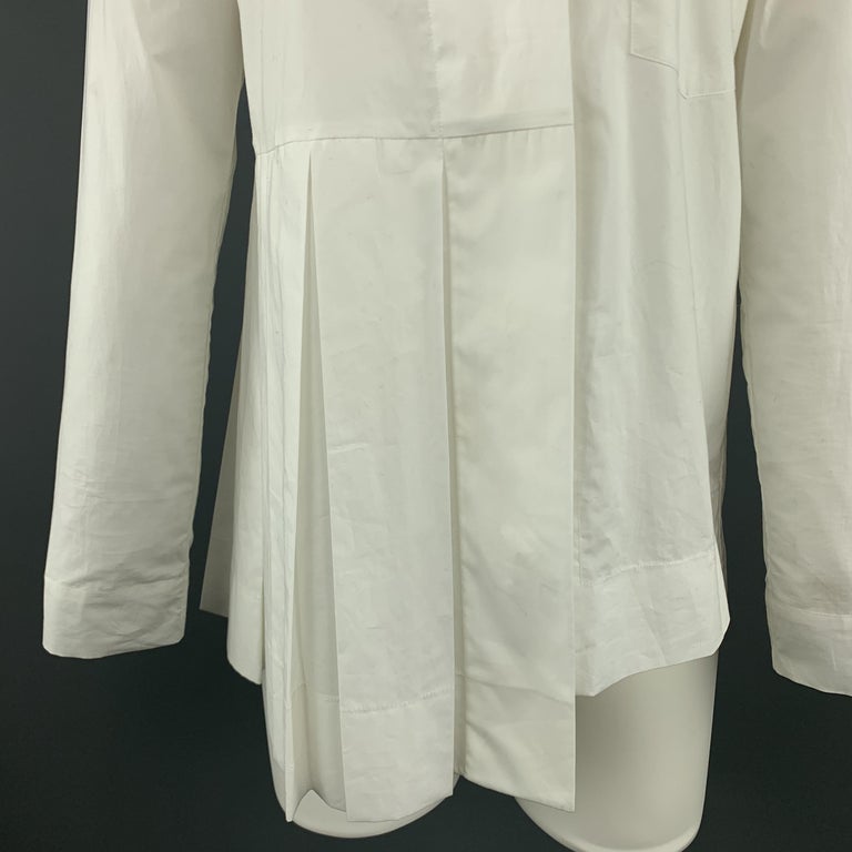 MARNI Size 2 White Cotton Pleated Asymmetrical Blouse at 1stDibs