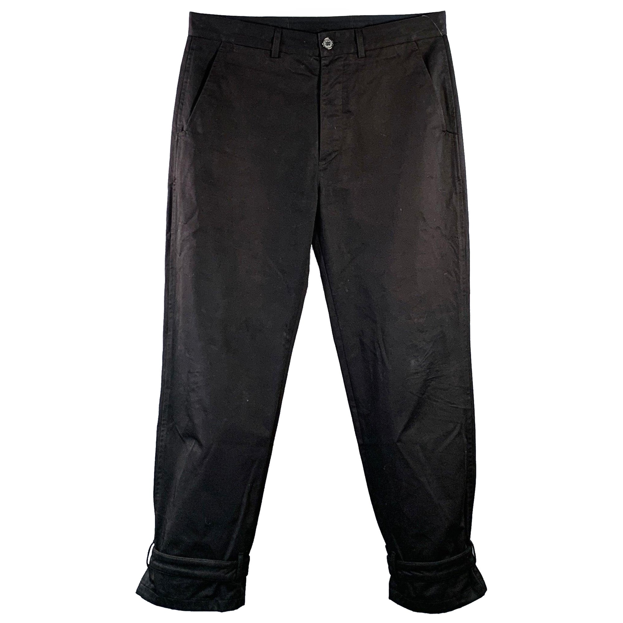 MARNI Size 32 Black Twill Cotton Belted Casual Pants