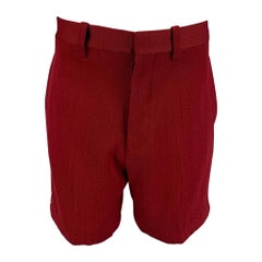 MARNI Talla 32 Pantalones cortos con bragueta y botones de lana burdeos