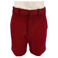 MARNI Size 32 Burgundy Wool Button Fly Shorts