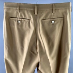 MARNI Size 32 Khaki Wool Button Fly Dress Pants