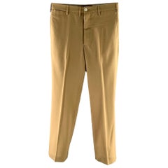 MARNI Size 32 Khaki Wool Button Fly Dress Pants