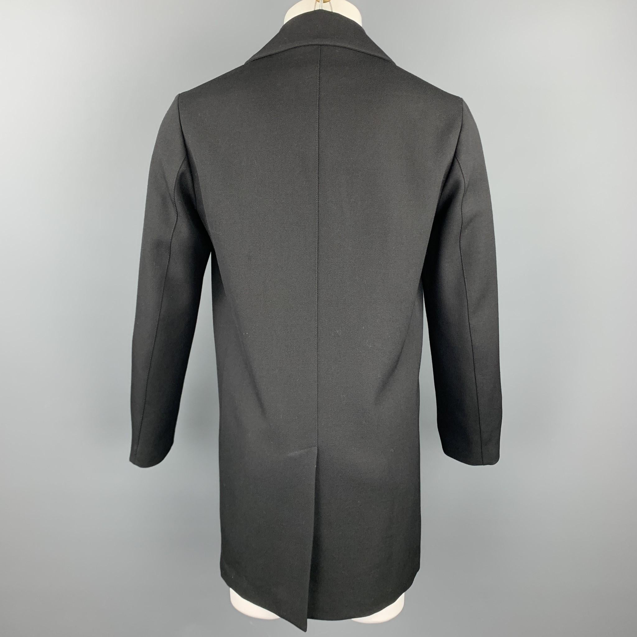 Men's MARNI Size 34 Black Wool Hidden Buttons Coat