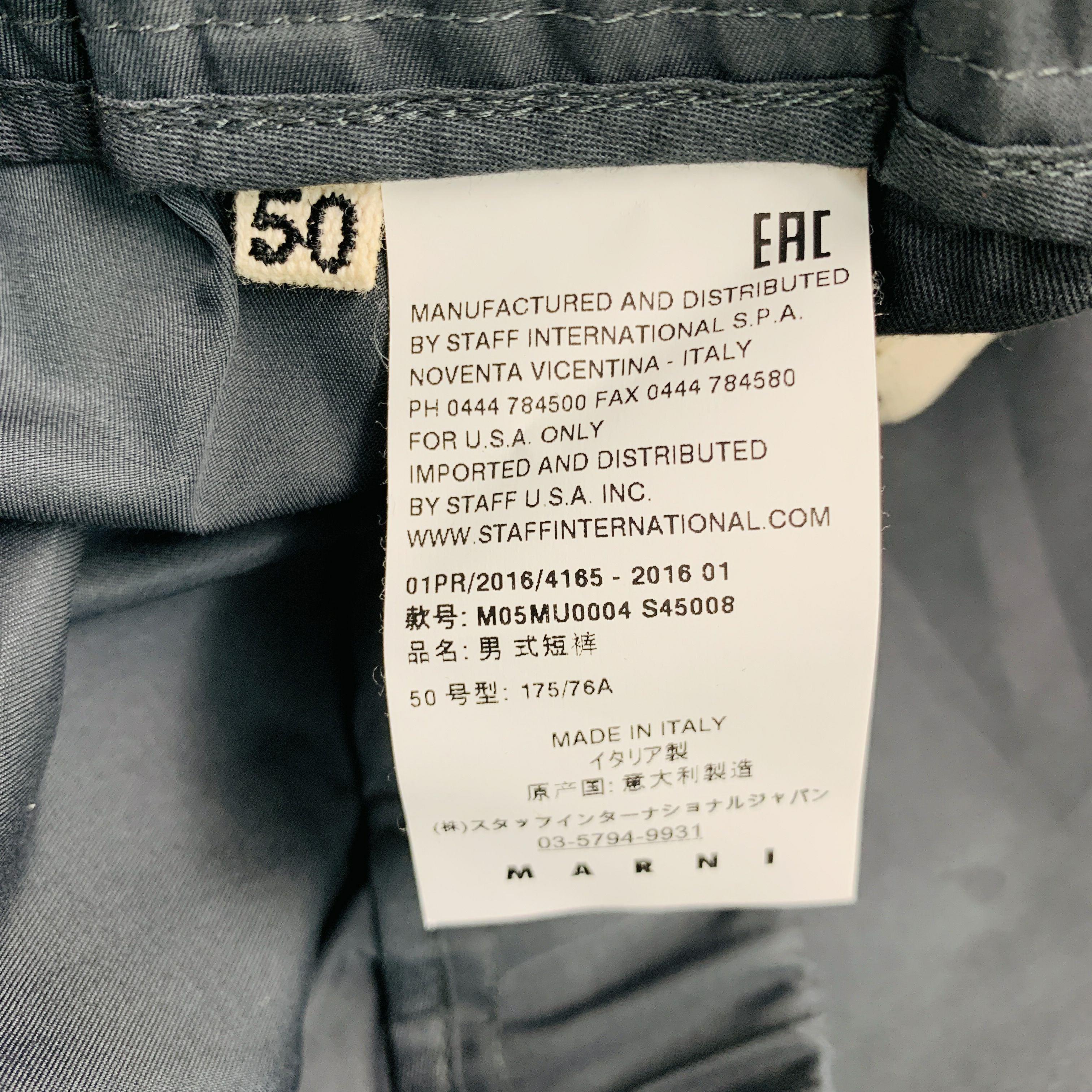 MARNI Größe 34 Grau Blau Vertikale Streifen Baumwollmischung elastische Tailleband Shorts im Angebot 1