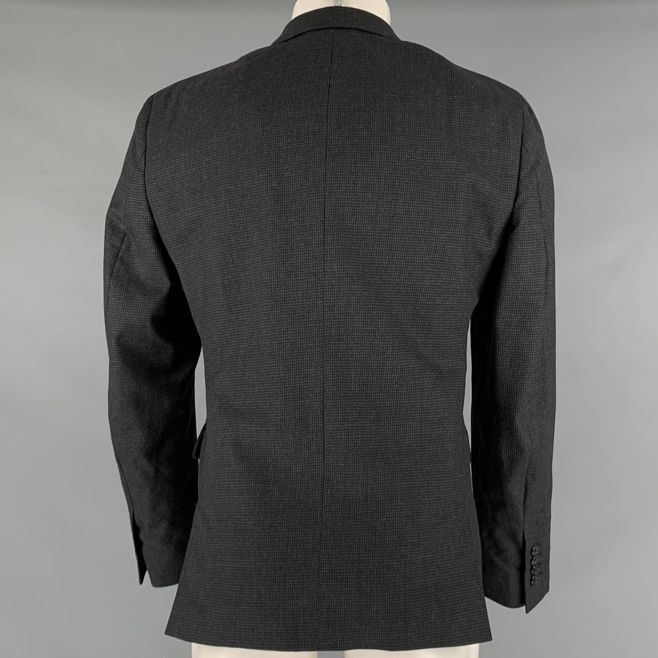 Men's MARNI Size 38 Grey Black Grid Wool Cotton Notch Lapel Sport Coat For Sale