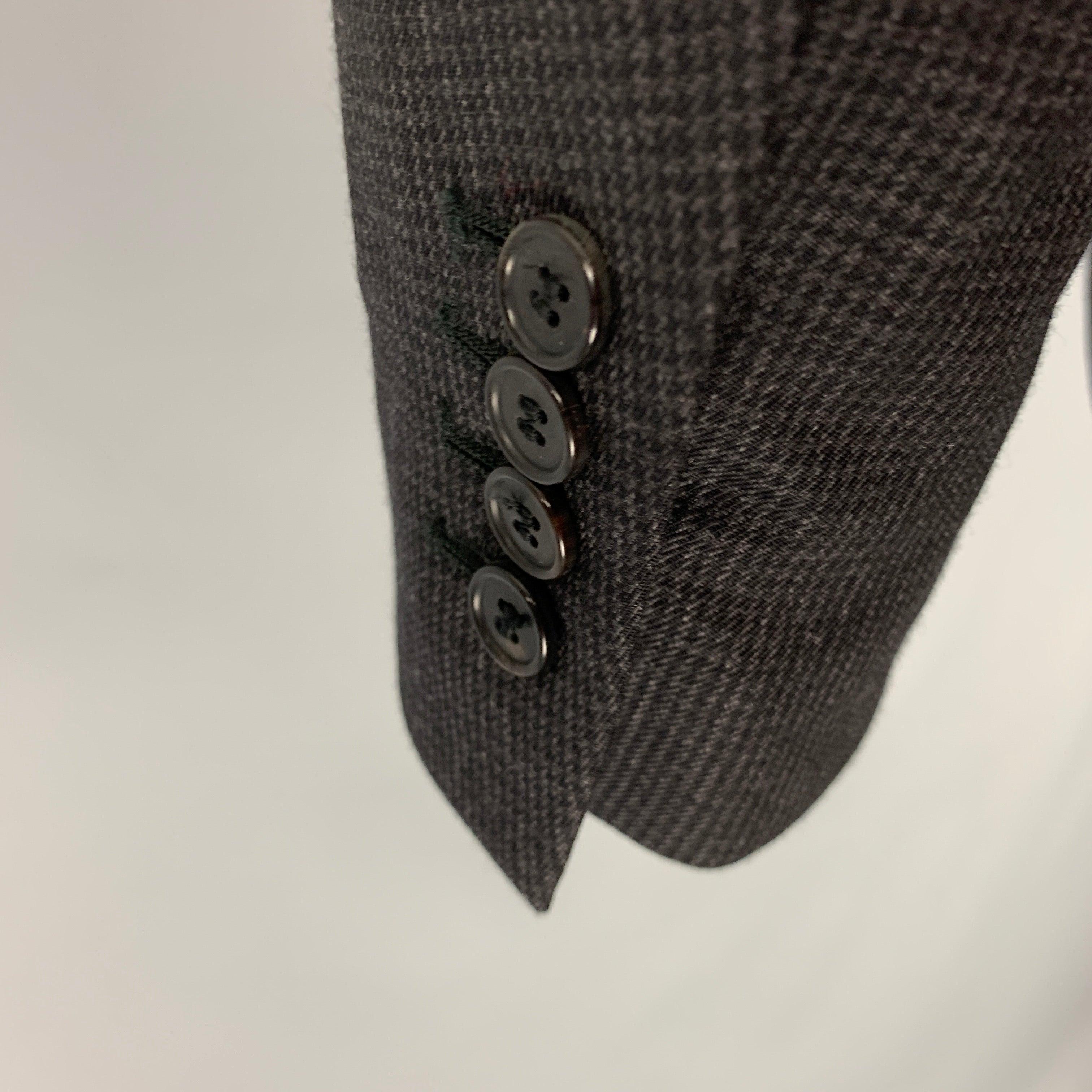 MARNI Size 38 Grey Black Grid Wool Cotton Notch Lapel Sport Coat For Sale 1