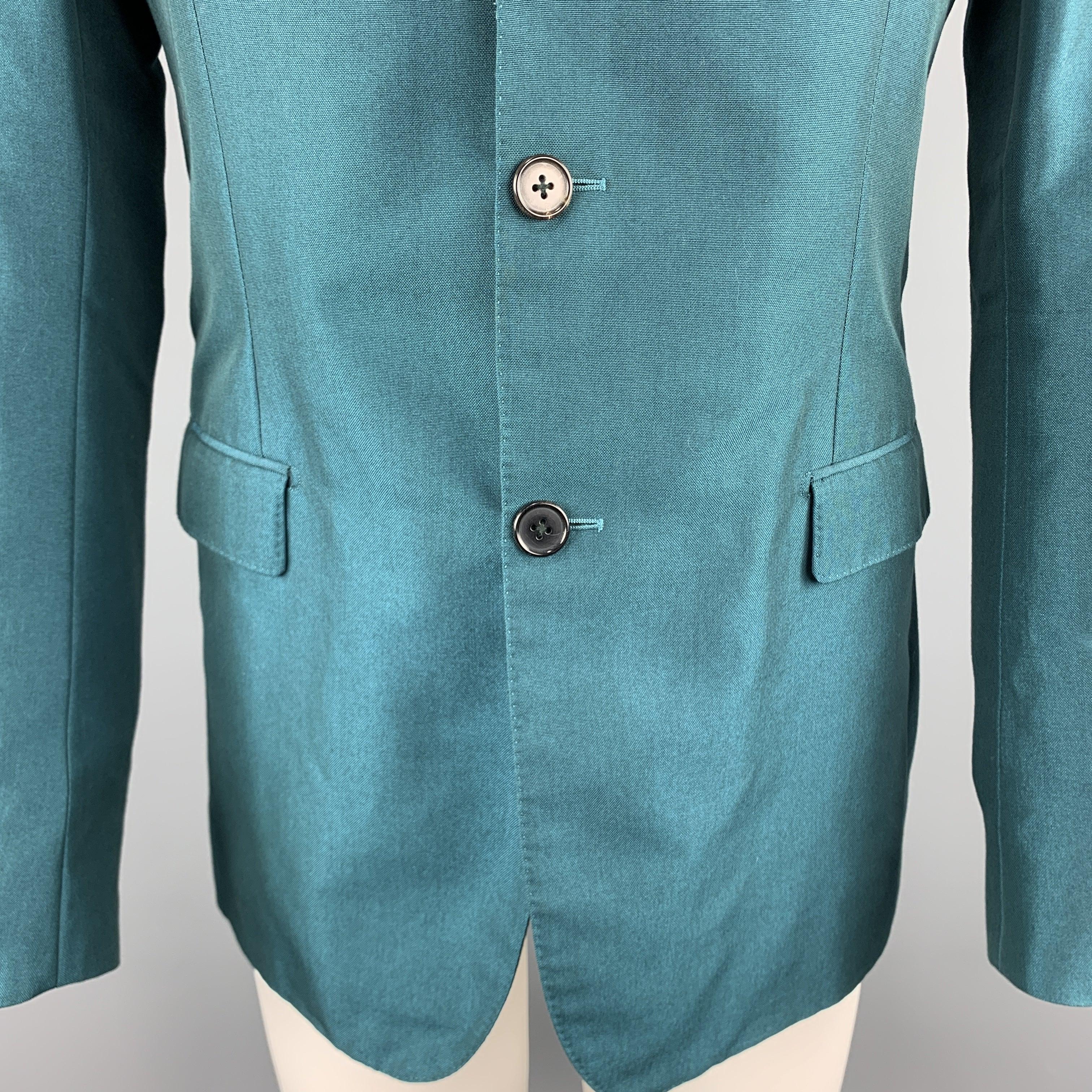 MARNI Size 38 Teal Wool Notch Lapel Sport Coat In Excellent Condition For Sale In San Francisco, CA