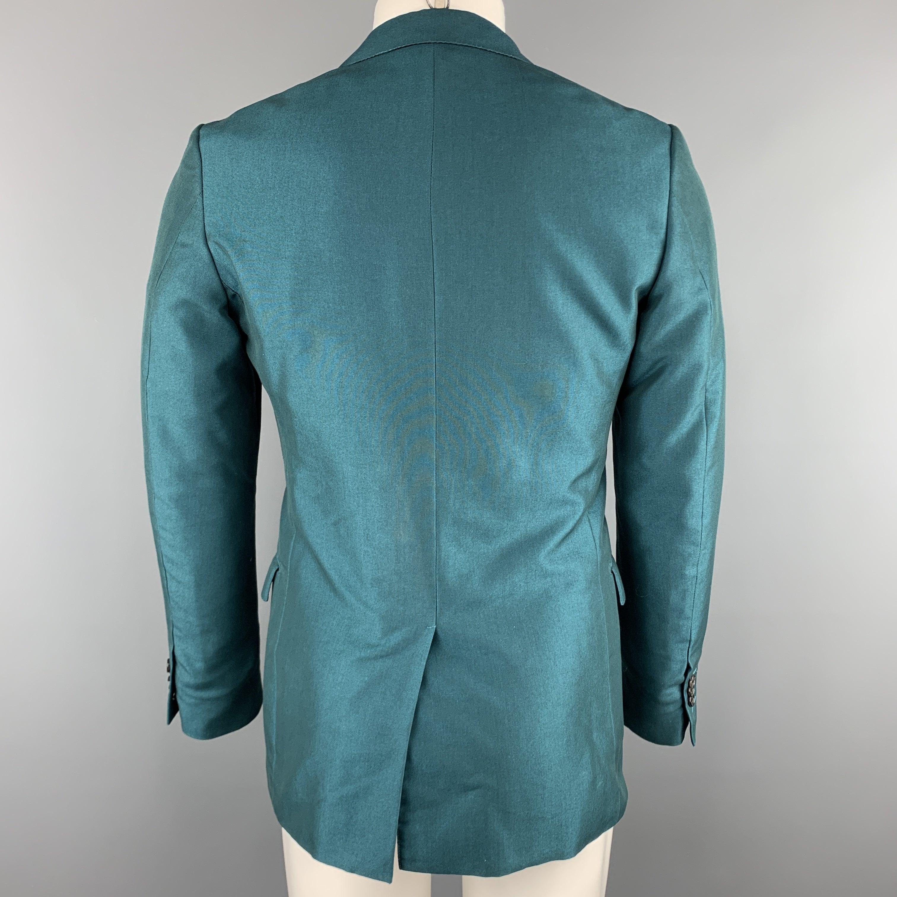 Men's MARNI Size 38 Teal Wool Notch Lapel Sport Coat For Sale