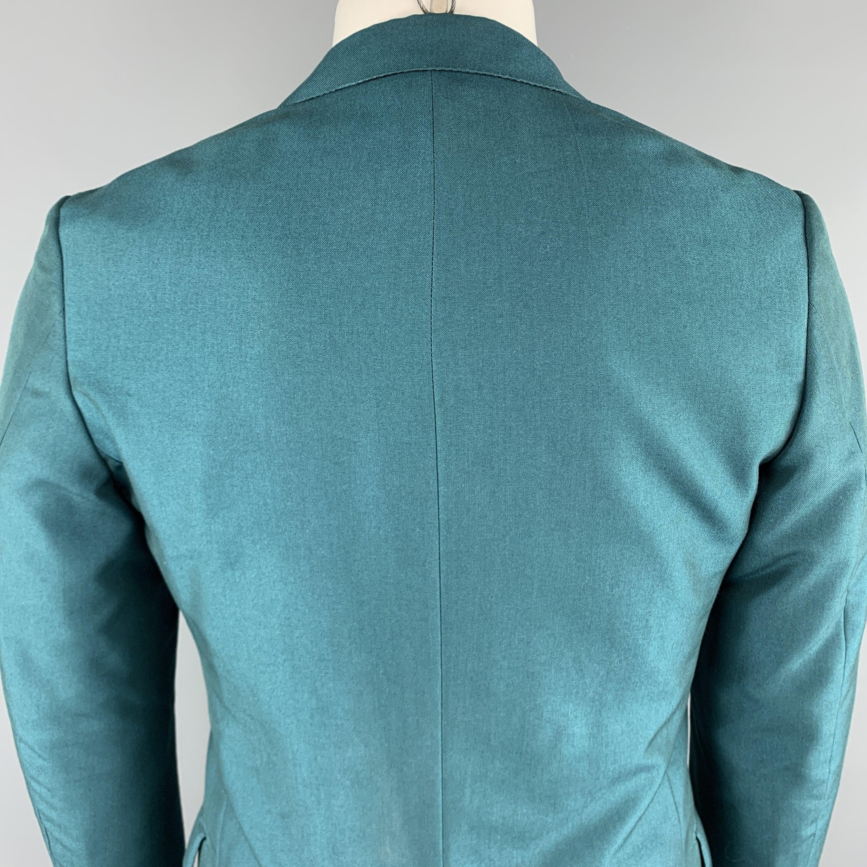 MARNI Size 38 Teal Wool Notch Lapel Sport Coat For Sale 1