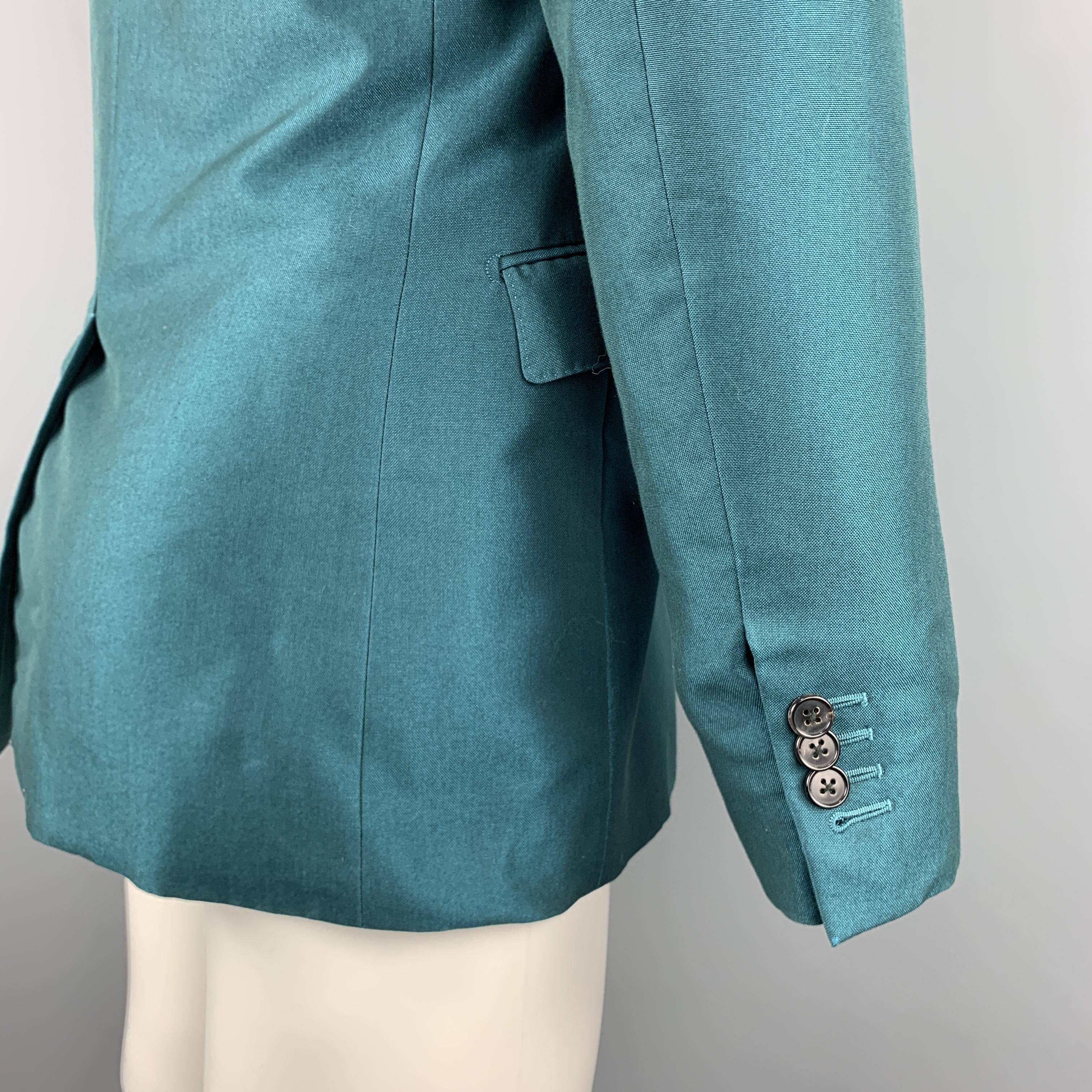 Blue MARNI Size 38 Teal Wool Notch Lapel Sport Coat