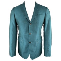 MARNI Size 38 Teal Wool Notch Lapel Sport Coat