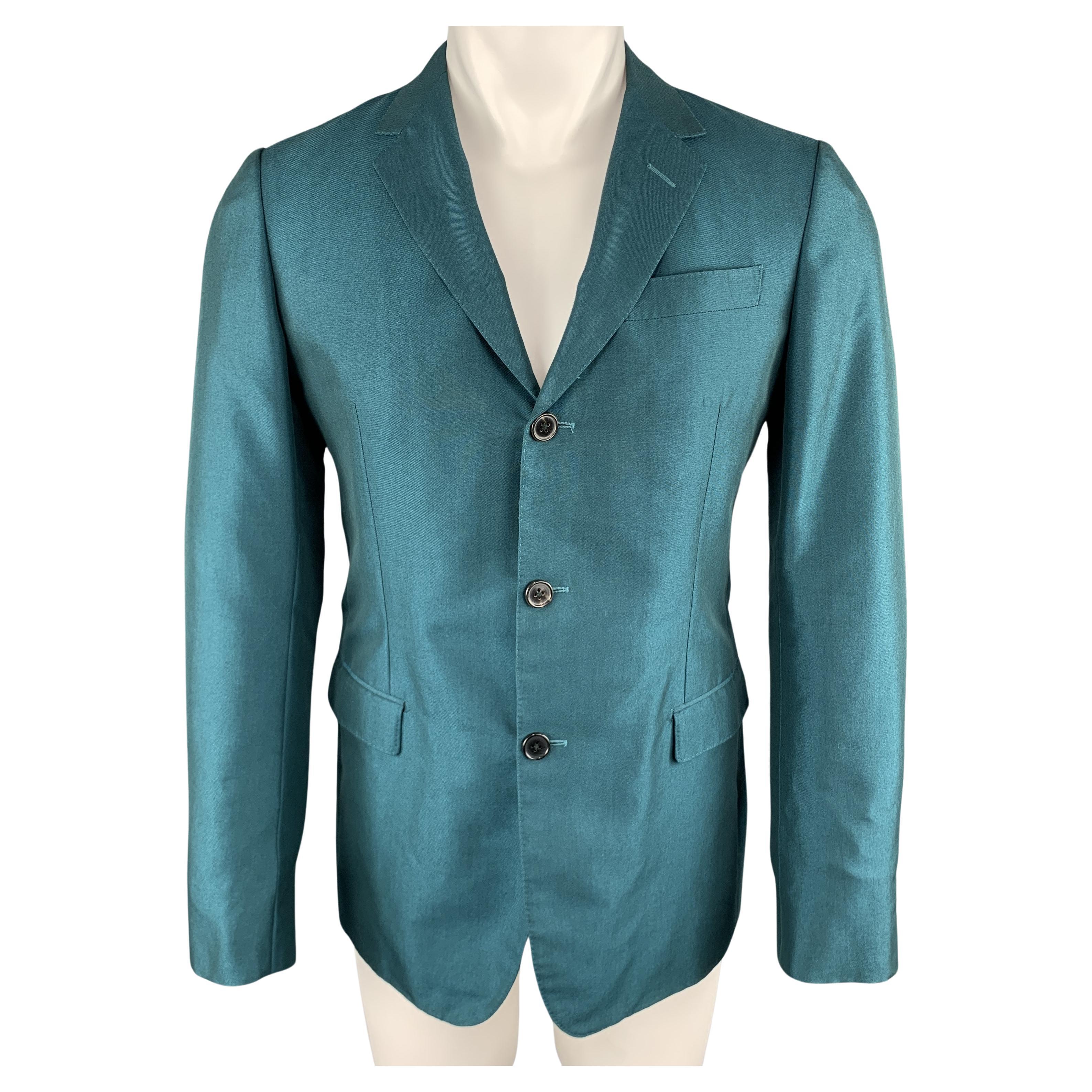 MARNI Size 38 Teal Wool Notch Lapel Sport Coat For Sale