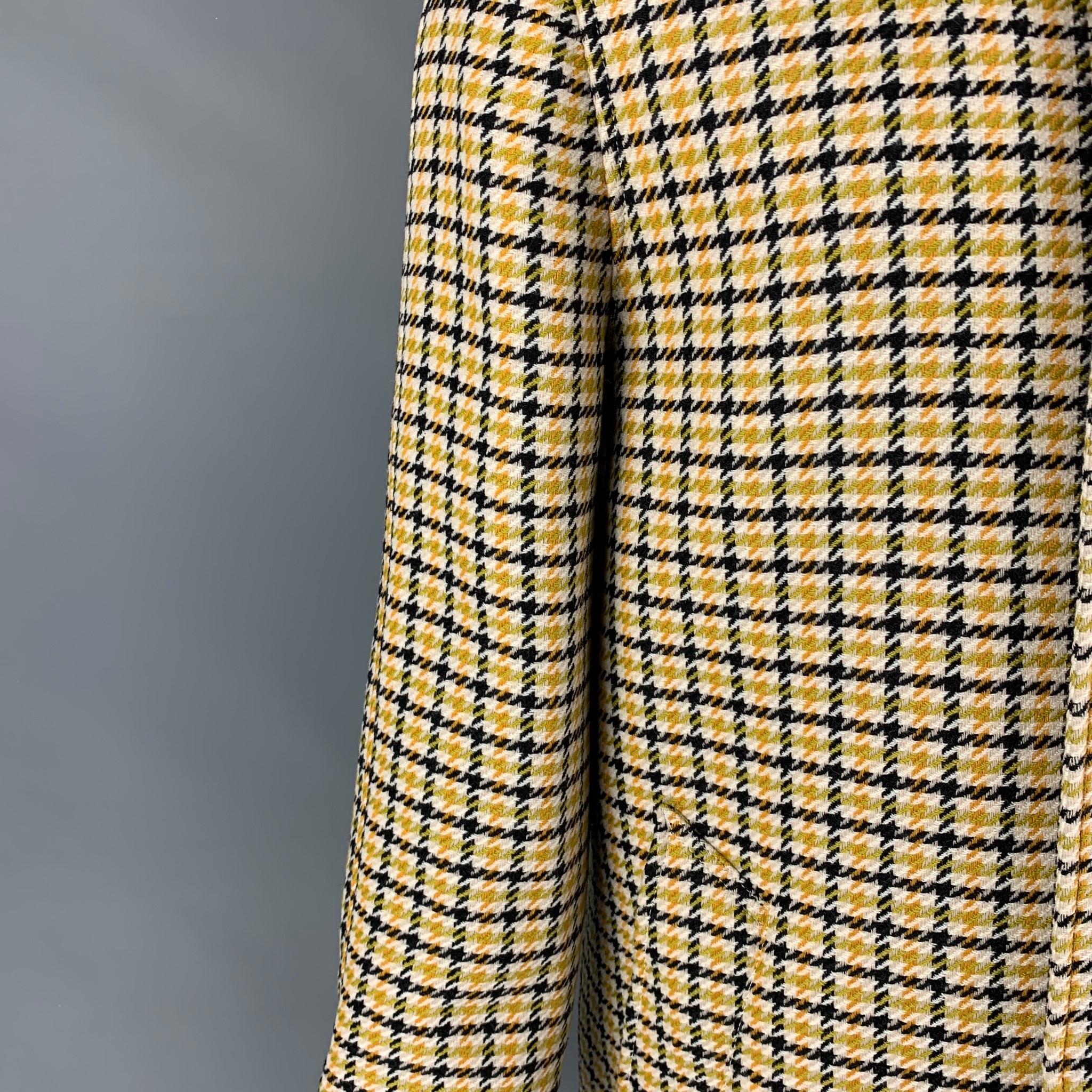 MARNI Size 38 Yellow Black White Plaid Wool Blend Buttoned Coat 6